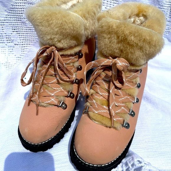 J. CREW FUR‎ CUFF HIKING BOOTS - Picture 1 of 13